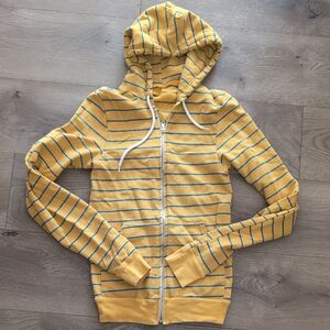 American Apparel Yellow And Blue Striped Hoodie Size XS.